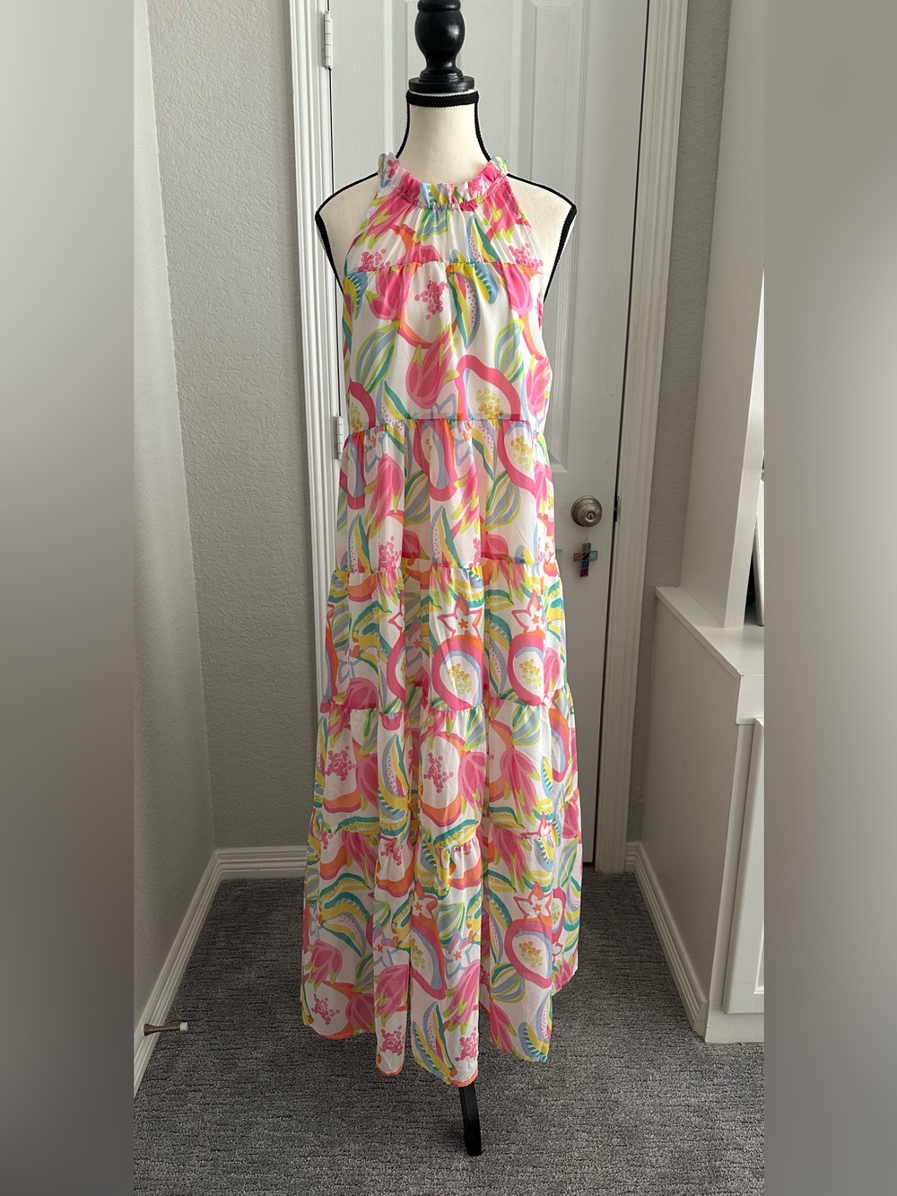 EUC Michelle McDowell Bright Halter Maxi Dress Size Small Worn Once.